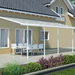 Feria Patio Cover 7.3m x 3m - White Frame With Clear Roof