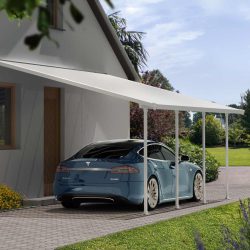 Feria 3.8m x 6.1m Patio Cover - White Aluminium Frame With Clear Polycarbonate