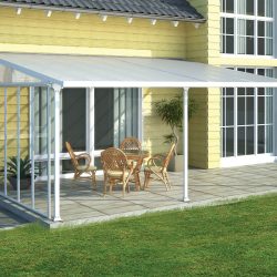 Feria 3.8m x 6.1m Patio Cover - White Aluminium Frame With Clear Polycarbonate