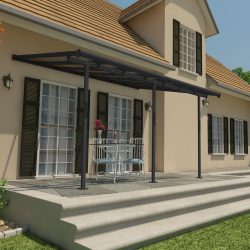 Sierra 3m x 4m Patio Cover - Grey Aluminium Frame With Grey Opaque Polycarbonate