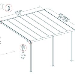 Sierra 3m x 4m Patio Cover - Grey Aluminium Frame With Grey Opaque Polycarbonate