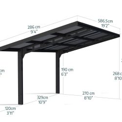 Sydney Carport Single 2.9m x 5.9m - Grey Frame With Grey Corrugated Roof