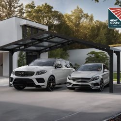 Sydney Carport Double 5.7m x 5.9m WINGS - Grey Frame With Grey Corrugated Roof