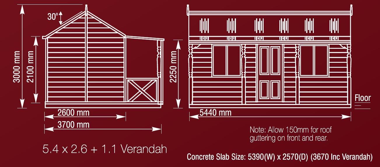 Huts Size Convert Chart CEDAR SETTLERS HUT 5.4Mx2.6M