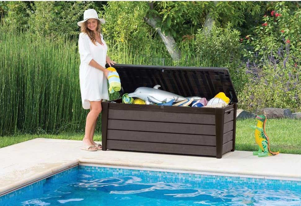 KETER BRUSHWOOD OUTDOOR STORAGE BOX BROWN 455L