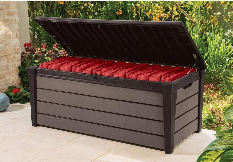KETER BRUSHWOOD OUTDOOR STORAGE BOX BROWN 455L