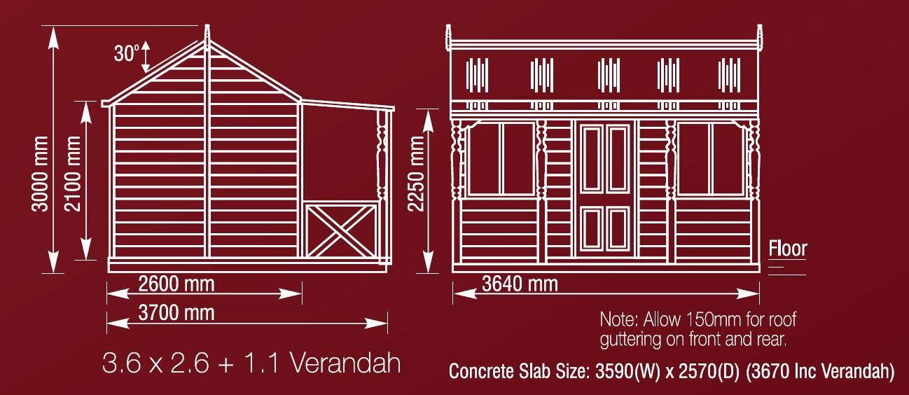cedar settlers hut 3.6mx2.6m
